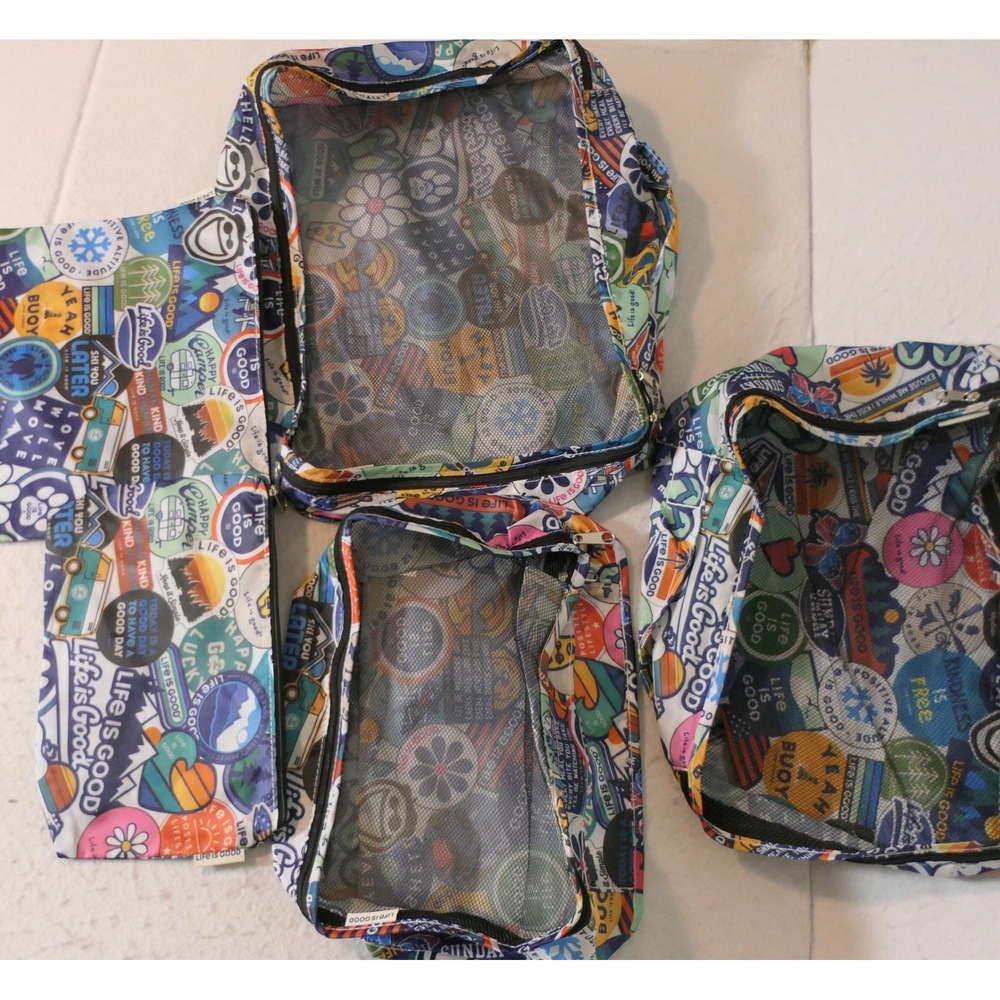 Life Is Good 5 Piece Packing Cube Set OS Multi Color Travel Adventure Road Trip